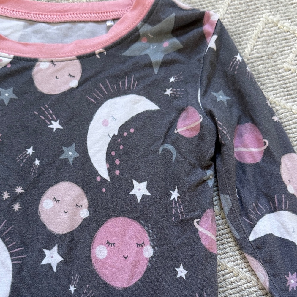 Little Sleepies To the Moon and Back Pink and Gray Kids Pajamas - Picture 2 of 2